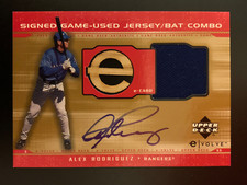 2001 Upper Deck E-Volve Game Used Jersey Bat Combo Alex Rodriguez Auto Autograph