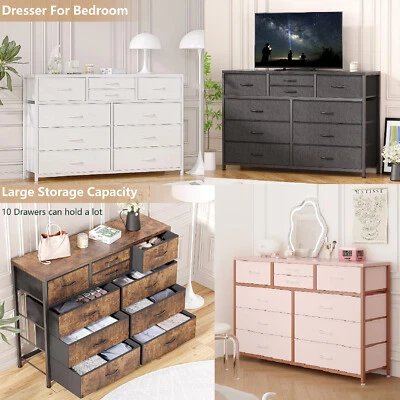 Cómoda Moderna para Dormitorio Soporte TV Tela Cajoneras Armario de Almacenamiento Nuevo Foto 1 de 4