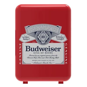 Budweiser Beer Red White Blue Mini Fridge Compact Personal Refrigerator Retro - Picture 1 of 6