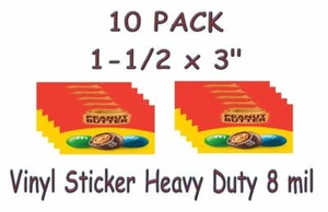 10 PACK Vinyl Sticker 1.5 x 3 Bulk Vending Candy Machine Label - Picture 1 of 1