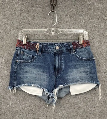 Volcom Stone Row Shorts Womens 28 High Rise Pockets Embroidered 2 in Inseam Blue - Image 1 of 4