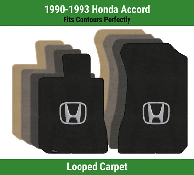 Alfombrillas delanteras Lloyd Classic Loop para Honda Accord '90-93 con Honda H plateadas sobre negras Foto 1 de 4