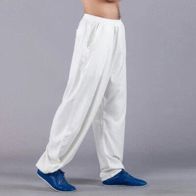 Pantalones chinos de lino Kung Fu Taichi artes marciales pantalones deportes floradores flexión Foto 1 de 4