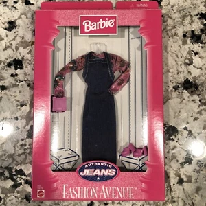 BARBIE Fashion Avenue Authentic Jeans Denim Dress Pink Top + Accessories - Picture 1 of 2