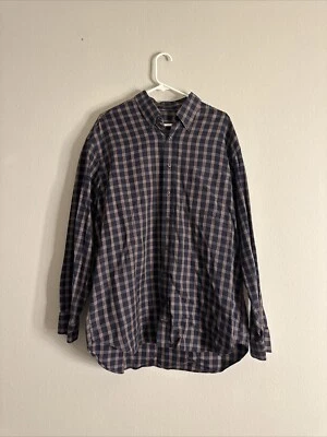 CAMISA ROBERT TALBOTT Clásica Marrón a Cuadros TWILL 1 Bolsillo MANGA LARGA Abotonada XL Foto 1 de 4