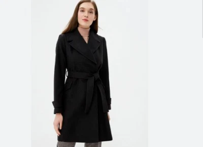 Dorothy Perkins Belted Wrap Winter Coat Black UK Size 8 10 12 14 18 20 Bnwt
