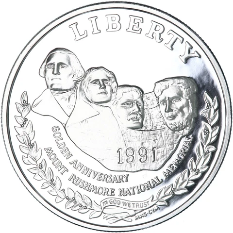 1991 S Mount Rushmore 50th Anniversary Proof Silver Dollar Coin See Pics W744 Cover