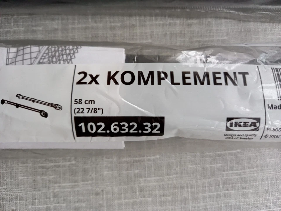 IKEA KOMPLEMENT Riel Extraíble 2 Rieles/Paquete Cestas 22-7/8" Gris Oscuro 102.632.32 Foto 1 de 1