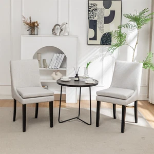 Dining Chair Set of 2 Upholstered Kitchen Dining Room Chairs with Solid Wood Leg - Picture 1 of 48
