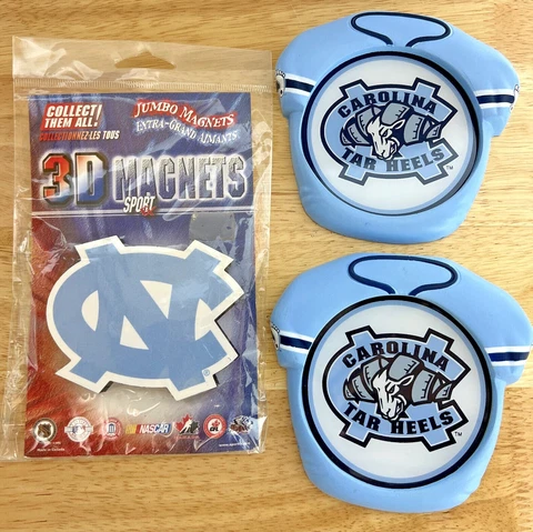 North Carolina Tar Heels Vinyl Jersey Drink Coasters 3D Magnets Lot Of 2 New Cover