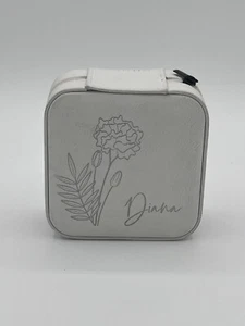 Travel Jewelry Box/Case, Personalized Gifts for Her, Birth Flower Custom "Diana" - Picture 1 of 8