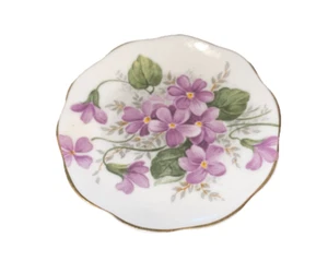 Royal Patrician Fine Bone China Tea Bag Tray Purple Rose Design - Picture 1 of 2