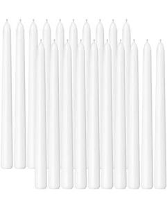 White Taper Candles, 10 Inch Set of 20, Unscented, Dripless, Smokeless, 8 Hou... - Picture 1 of 8
