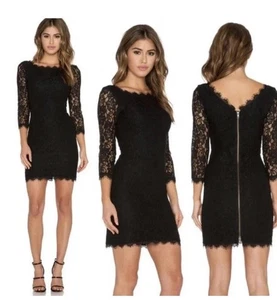 Vestido Zarita DIANE VON FURSTENBERG 12 de encaje negro - Imagen 1 de 8