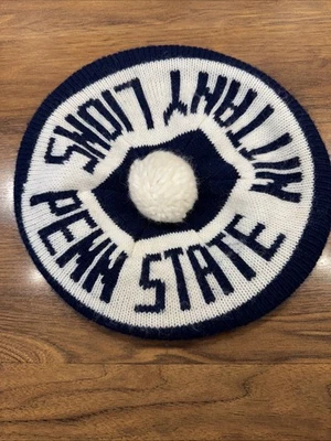 Sombrero tejido vintage años 70 Penn State Nittany Lions corto facturado con pompón adulto OSFM Foto 1 de 4