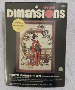Dimensions Crewel Kit Oriental Woman With Lute 5x7 1981 6066 P Zitomer Vintage - Picture 1 of 6