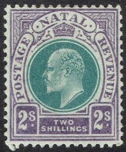 NATAL 1902 KEVII 2/- WMK CROWN CA - Bild 1 von 2
