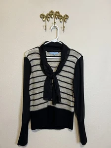 ANTONIO MELANI schwarz und gold Netz gestreifter Pullover mit schwarzem Schal Akzent. Größe S - Bild 1 von 5