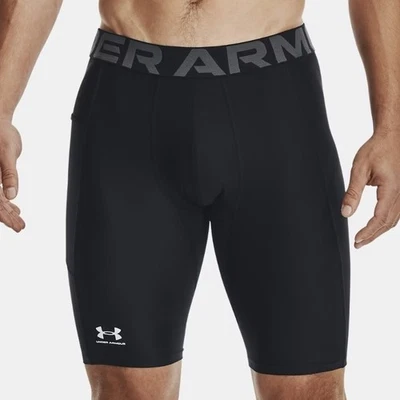 2 Pair Under Armour HeatGear Compression Shorts 2XL Mens Long Black Training Gym - Image 1 of 4
