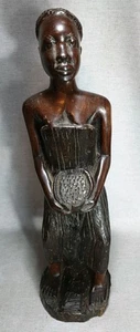 Escultura artística africana grande de colección Malawi Eoman tallada a mano tribu étnica de madera - Imagen 1 de 6