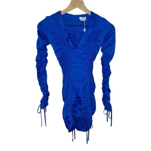 Oh Polly Women’s  Ruched Plunge Bodycon Dress Size US 0 NWT - Picture 1 of 6