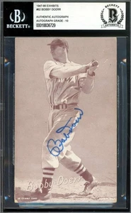 Bobby Doerr Gem Mint 10 Beckett BAS Signed 1947-66 Exhibit Postcard Autograph - Picture 1 of 2