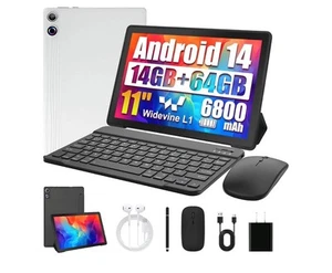 Ainmel Android 14 Tablet, 11 Inch with Octa-Core | 14GB RAM | 6800mAh | White - Picture 1 of 7