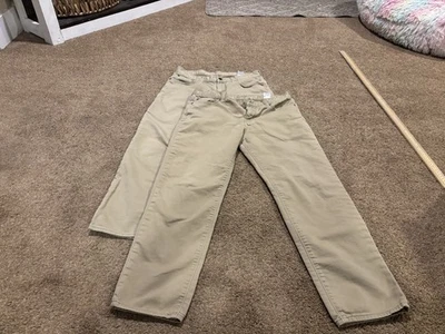 Pantalones Banana Republic Para Hombre 33x30 (Real 33x27) Viajero Calce Ajustado Caqui Lote de 2 Foto 1 de 4