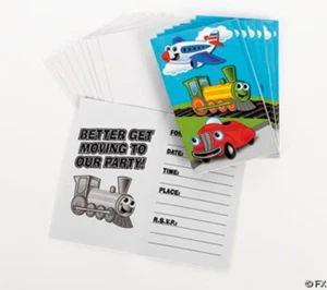 Planes Trains and Autos Invitations 8pcs - Picture 1 of 1