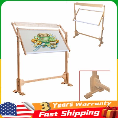 Needlework Adjustable Embroidery Stand Wooden Frame Cross Stitch Floor Stand - Image 1 of 4