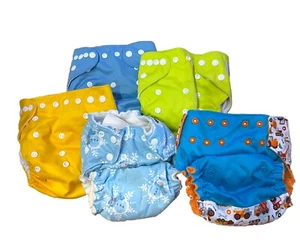 Baby Reusable  Washable Adjustable Cloth Diaper 5 Pack - Picture 1 of 7