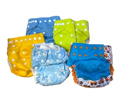 Baby Reusable  Washable Adjustable Cloth Diaper 5 Pack - Image 1 of 4