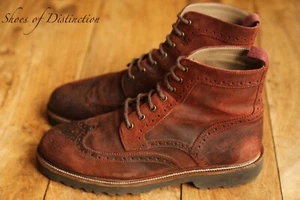 Oliver Sweeney Milbrook Burgundy Brown Rough Out Suede Brogue Boots Shoes UK 8 - Picture 1 of 12