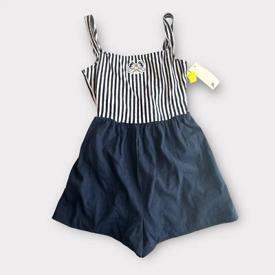 Винтажный Sandcastle в полоску темно-синий белый морской комбинезон купальник Pin Up рокабилли MED - Изображение 1 из 4