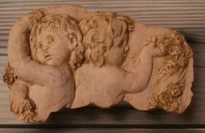 HEN-FEATHERS Cherub Angel Wall Hang Plaque Tile Decor Marble Bonded Hand Cast - Picture 1 of 5