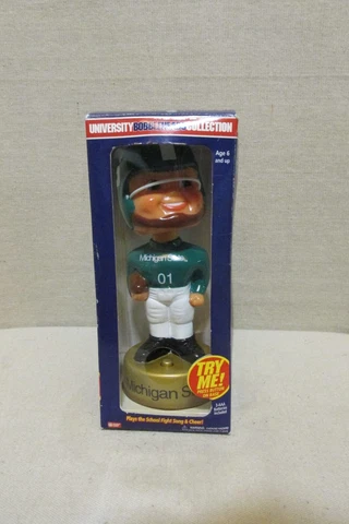 Gemmy 2001 University Bobble Head Michigan State Spartans Works See Video Cover