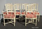 Set of Six French Country Red Plaid & Shabby Chic White Dining Chairs by Century