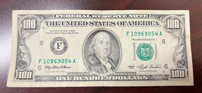 Series 1993 US One Hundred Dollar Bill $100 Atlanta ~ F 10969054 A - Image 1 of 4