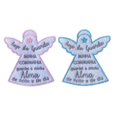 Guardian Angel Patch Embroidered Anjo da Guarda Iron-On 3.55" - Image 1 of 3