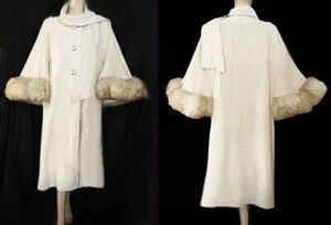 GLAMOROUS VINTAGE KASHMIRACLE SHEARLING CAPE LIKE COAT - Picture 1 of 15