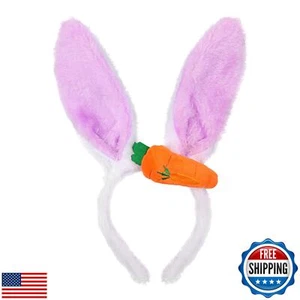 Jacnkb Easter Headband Plush Bunny Ear Hairband Cute Rabbit Ear Hair Hoop wit - Picture 1 of 5
