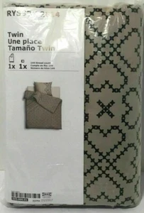NUOVO set copripiumone trapunta taglia doppia beige nero camera da letto IKEA Ryssby 100% cotone - Foto 1 di 1