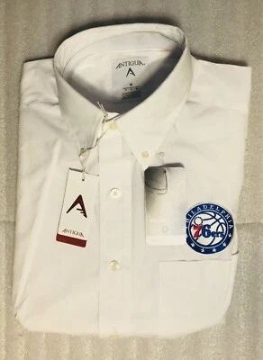 CAMISA DE VESTIR PHILADELPHIA 76ERS ANTIGUA BLANCA PARA HOMBRE! MEDIANO! ¡NUEVO CON ETIQUETAS! Foto 1 de 4