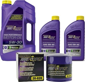 Royal Purple SAE 5W-30 Synthetic Motor Oil – 7 quarts and a 20-820 Oil Filter - Picture 1 of 5