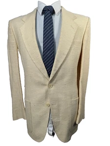 DANIEL HECHTER Mens Beige Cream HOMESPUN PURE SILK Sport Coat Blazer Jacket 38R - Picture 1 of 12