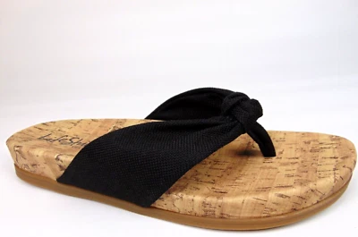 Sandalia informal Lifestride Happy Tanga cuña baja para mujer talla 10,0 M, negra NUEVA Foto 1 de 4