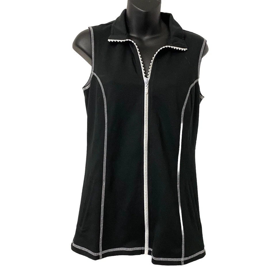 Quacker Factory Women XXS Rhinestone Zip  Vest Embroidered Fairy Goth WhimsyGoth - Image 1 of 4