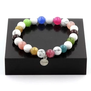 Steine Und Mineralien. Armband Perlen Tourmalin Multicolor + Howlith 8 Mm. Fab - Bild 1 von 6