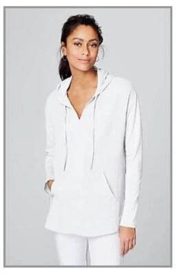 J.Jill ~ M ~ NUEVA Sudadera con Capucha Pure Jill Mixed-Media ~ BLANCA ~ NUEVA CON ETIQUETAS (1A12) Foto 1 de 4