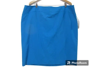 Sz 20W NWT Worthington Skirt Plus Blue Knee Pencil Stretch Lined Back Slit - Picture 1 of 14